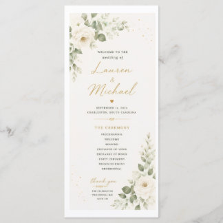 Hochzeitsprogramm mit weißen Rosen Programm