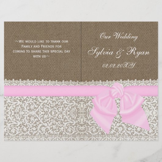 Hochzeitsprogramm mit weißer Spitze (Vorderseite)