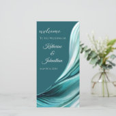 Hochzeitsprogramm Moderne Abstrakte Smaragdgrün- (Stehend Vorderseite)