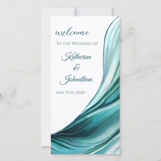 Hochzeitsprogramm Moderne Abstrakte Smaragdgrün- (Vorderseite)