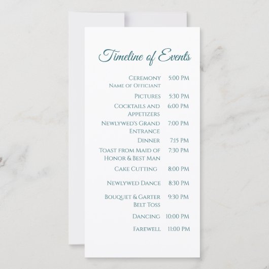 Hochzeitsprogramm Moderne Abstrakte Smaragdgrün- (Rückseite)