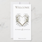 Hochzeitsprogramm - Moderne Blume mit Herz (Vorderseite)