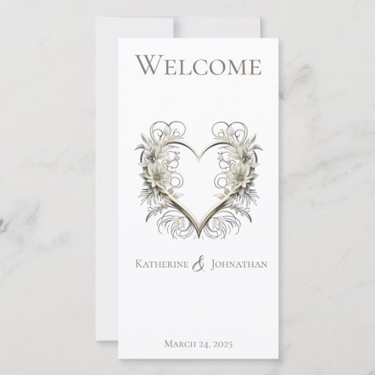 Hochzeitsprogramm - Moderne Blume mit Herz (Vorderseite)