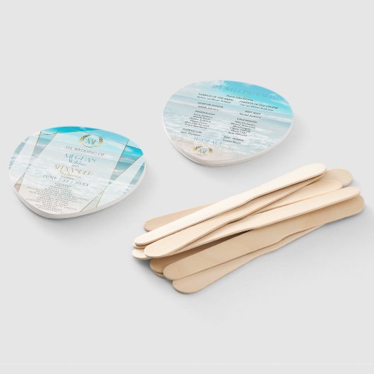 Hochzeitsprogramm | Moderner geometrischer Strand Fächer (Non-assembled)