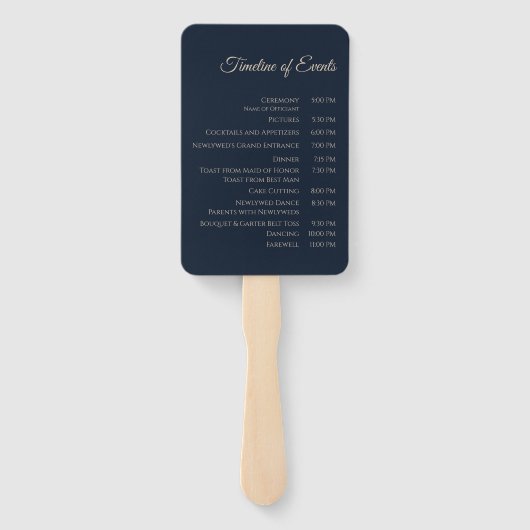 Hochzeitsprogramm - Modernes Abstrakt-Blau und Gol Fächer (Rückseite)