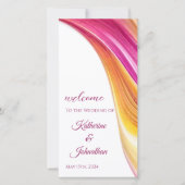 Hochzeitsprogramm - Modernes, Abstrakt-rosa-gelbes (Vorderseite)