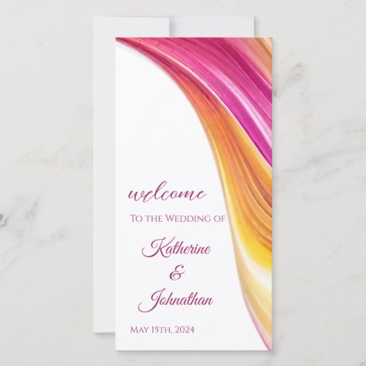 Hochzeitsprogramm - Modernes, Abstrakt-rosa-gelbes (Vorderseite)