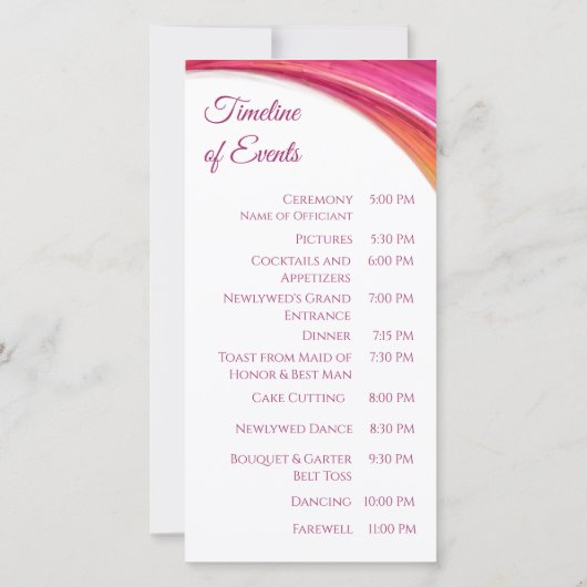 Hochzeitsprogramm - Modernes, Abstrakt-rosa-gelbes (Rückseite)