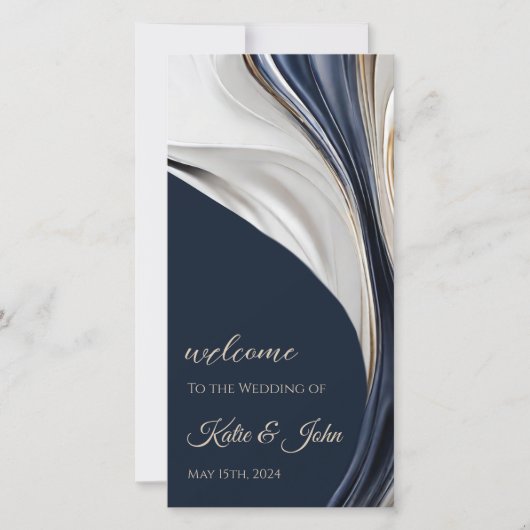 Hochzeitsprogramm - Modernes Abstraktes Blau und G (Vorderseite)