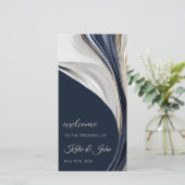 Hochzeitsprogramm - Modernes Abstraktes Blau und G (Stehend Vorderseite)