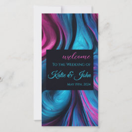 Hochzeitsprogramm Modernes Abstraktes Blau und Ros