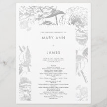 Hochzeitsprogramm Modernes, einfaches Blumensilber
