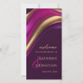 Hochzeitsprogramm - Modernes Lila Fuchsien und Gol (Vorderseite)