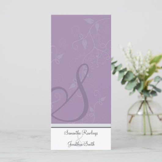 Hochzeitsprogramm - Monogram Lavender Lila Floral Programm (Stehend Vorderseite)