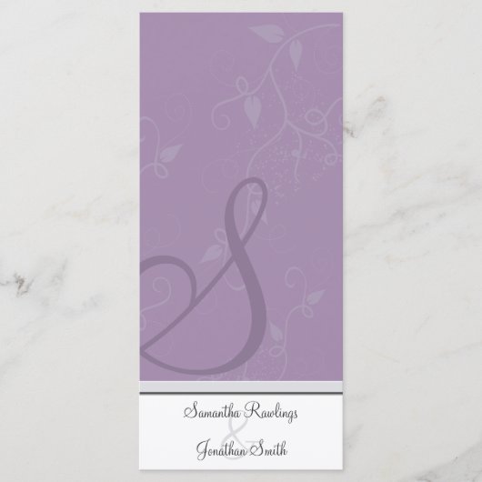 Hochzeitsprogramm - Monogram Lavender Lila Floral Programm (Vorderseite)