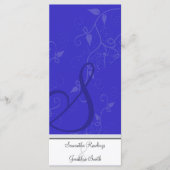 Hochzeitsprogramm - Monogram Royal Blue Floral Programm (Vorderseite)