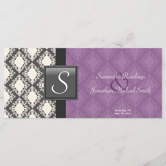 Hochzeitsprogramm - Monogramm für Schwarz-weiße Da Programm (Vorderseite)