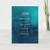 Hochzeitsprogramm "Moody Ocean Watercolor" Programm (Vorderseite)