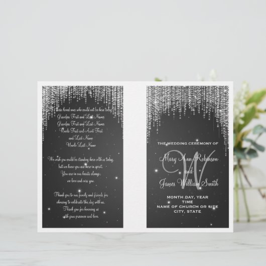 Hochzeitsprogramm Nacht Dazzle Black (Stehend Vorderseite)
