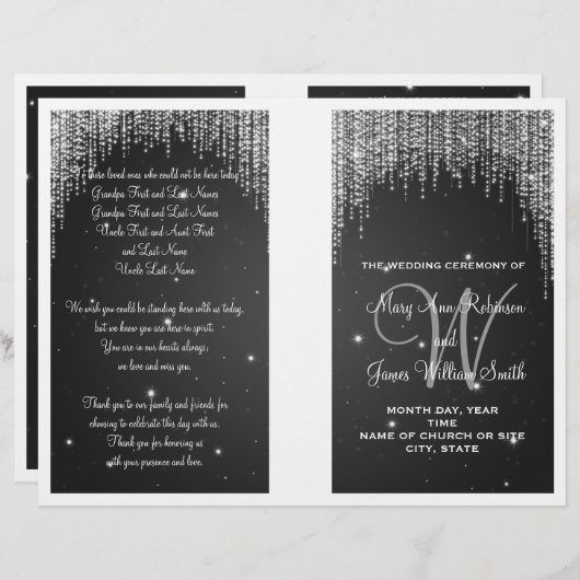 Hochzeitsprogramm Nacht Dazzle Black (Vorne/Hinten)