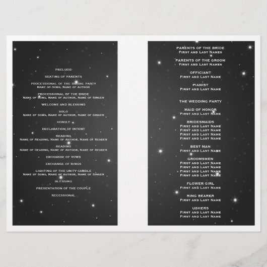 Hochzeitsprogramm Nacht Dazzle Black (Rückseite)
