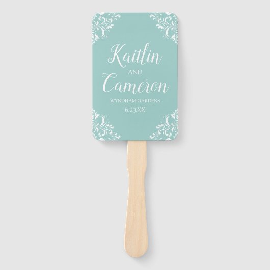 Hochzeitsprogramm | Nadine (Light Turquoise) 4x6 Fächer (Vorderseite)