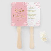 Hochzeitsprogramm | Nadine (Rosa und Gold) 4x6 Fächer (Vorne und Hinten)