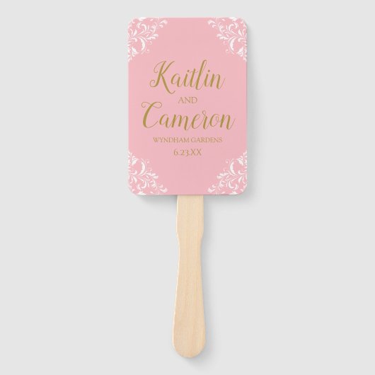 Hochzeitsprogramm | Nadine (Rosa und Gold) 4x6 Fächer (Vorderseite)