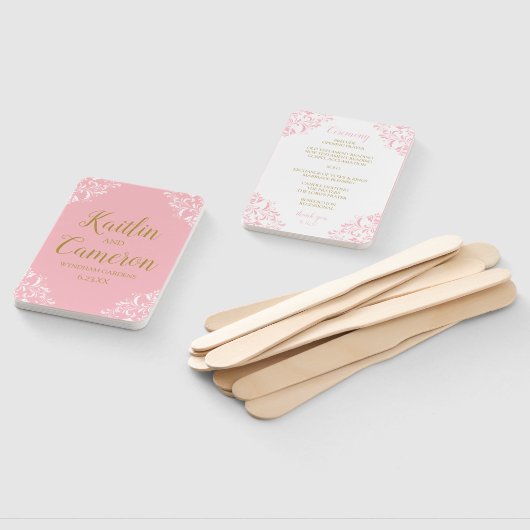 Hochzeitsprogramm | Nadine (Rosa und Gold) 4x6 Fächer (Non-assembled)