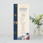 Hochzeitsprogramm Navy Gold Destination Programm (Stehend Vorderseite)