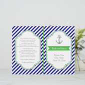 Hochzeitsprogramm Navy, Green nautical (Stehend Vorderseite)