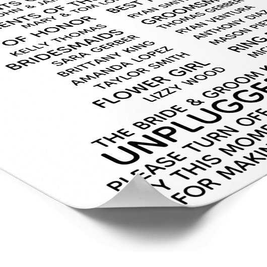 Hochzeitsprogramm/nicht eingestecktes Zeichen Poster (Ecke)