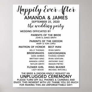 Hochzeitsprogramm/nicht eingestecktes Zeichen Poster