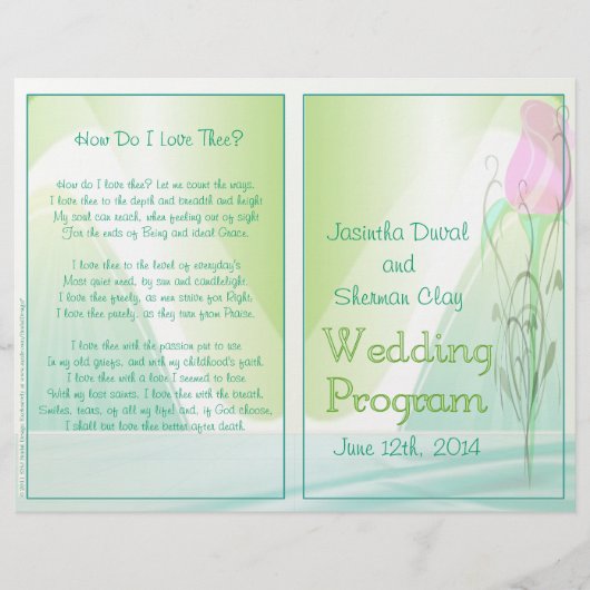 Hochzeitsprogramm (nicht religiöse Fassung) (Vorderseite)