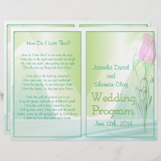 Hochzeitsprogramm (nicht religiöse Fassung) (Vorne/Hinten)