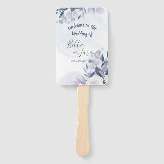 Hochzeitsprogramm Niedliche Wasserfarben Dusty Blu Fächer (Vorderseite)