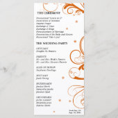 Hochzeitsprogramm Orange White Floral Elegante Swi Programm (Rückseite)
