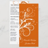 Hochzeitsprogramm Orange White Floral Elegante Swi Programm (Vorne/Hinten)