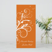 Hochzeitsprogramm Orange White Floral Elegante Swi Programm (Stehend Vorderseite)
