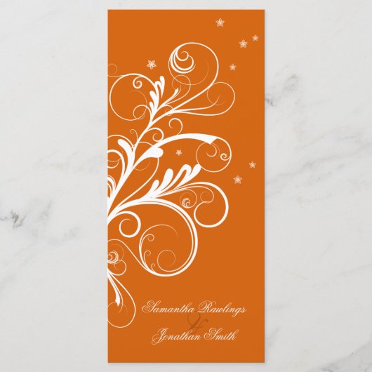 Hochzeitsprogramm Orange White Floral Elegante Swi Programm (Vorderseite)