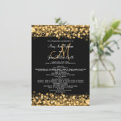 Hochzeitsprogramm Party Funken Gold Einladung (Stehend Vorderseite)