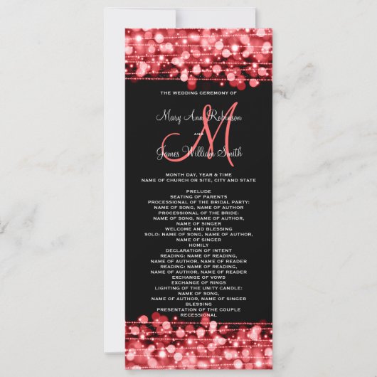 Hochzeitsprogramm Party Funken Rot Einladung (Vorderseite)