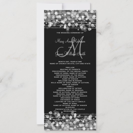 Hochzeitsprogramm Party Funken Silber Einladung (Vorderseite)