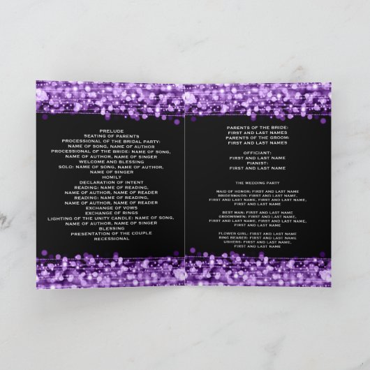 Hochzeitsprogramm Party Glitzern Lila Programm (Innenseite)