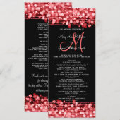 Hochzeitsprogramm Party Glitzern Red Einladung (Vorne/Hinten)
