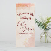 Hochzeitsprogramm Peach Gold Marble Party Program Einladung (Stehend Vorderseite)
