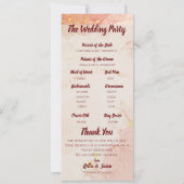 Hochzeitsprogramm Peach Gold Marble Party Program Einladung (Rückseite)