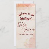 Hochzeitsprogramm Peach Gold Marble Party Program Einladung (Vorderseite)