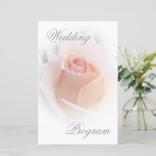 Hochzeitsprogramm Peach Pink Rosenknospe (Stehend Vorderseite)