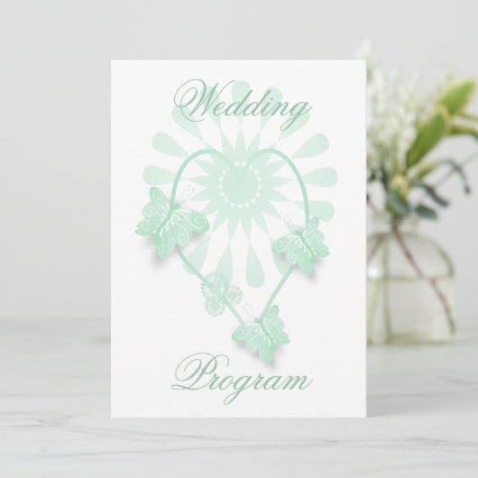 Hochzeitsprogramm Peppermint Butterflies Herz Programm (Stehend Vorderseite)